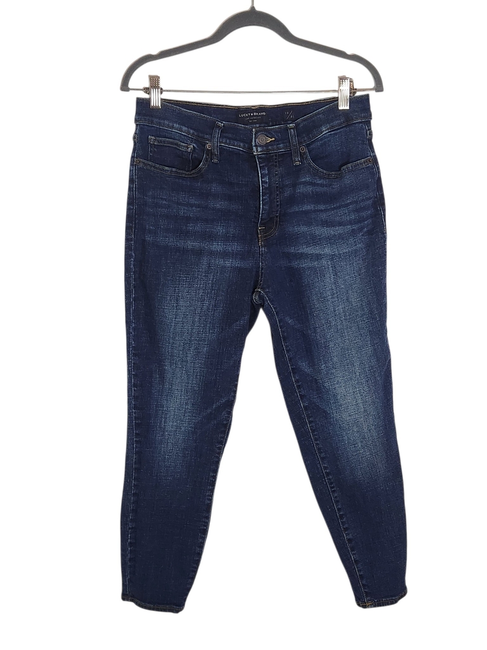 Lucky Brand Dark Wash Slim Fit Tapered Leg Cropped Jeans Mid-Rise Size 12